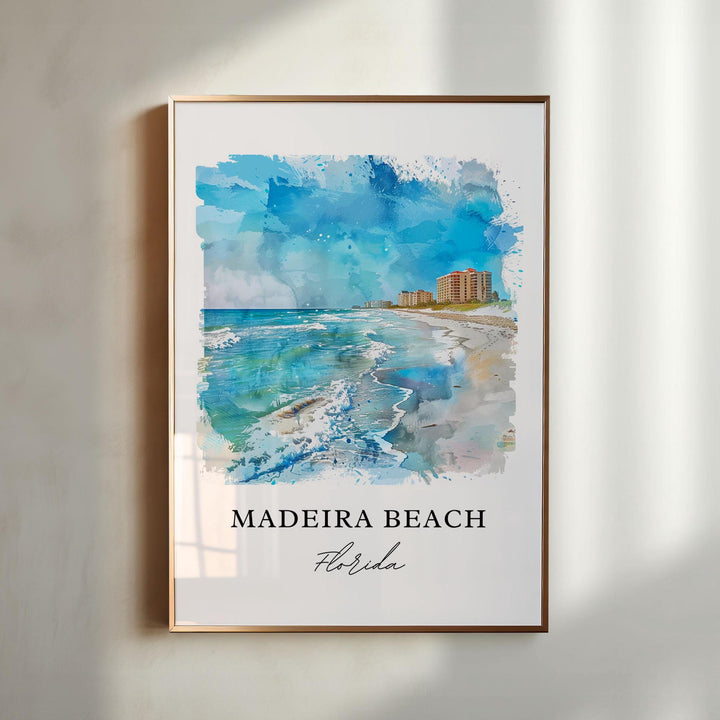 Madeira Beach FL Art, Pinellas County, Madeira Beach Watercolor, Madeira Beach Florida Gift,