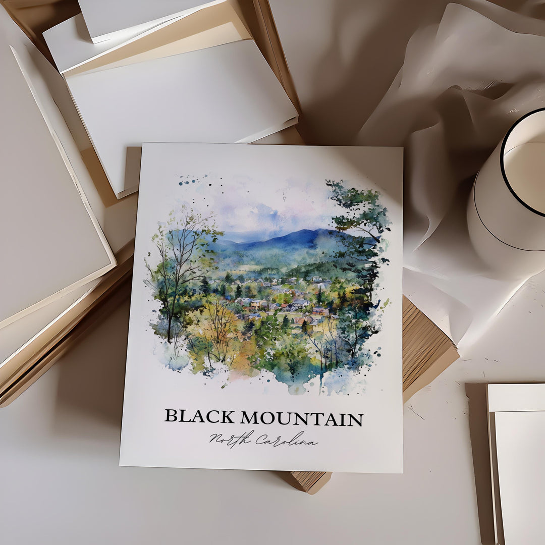 Black Mountain NC Wall Art, Buncombe County Print, Asheville Watercolor, Black Mountain Gift, Travel Print, Travel Poster, Housewarming Gift