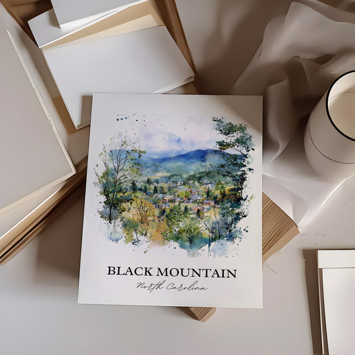Black Mountain NC Wall Art, Buncombe County Print, Asheville Watercolor, Black Mountain Gift, Travel Print, Travel Poster, Housewarming Gift