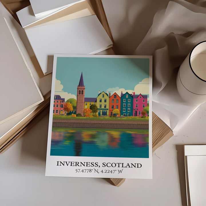 Inverness Art, Inverness Retro Travel Art, Inverness Home Decor, Inverness Gift, Scotland Travel Art, Travel Prints, Housewarming Gift