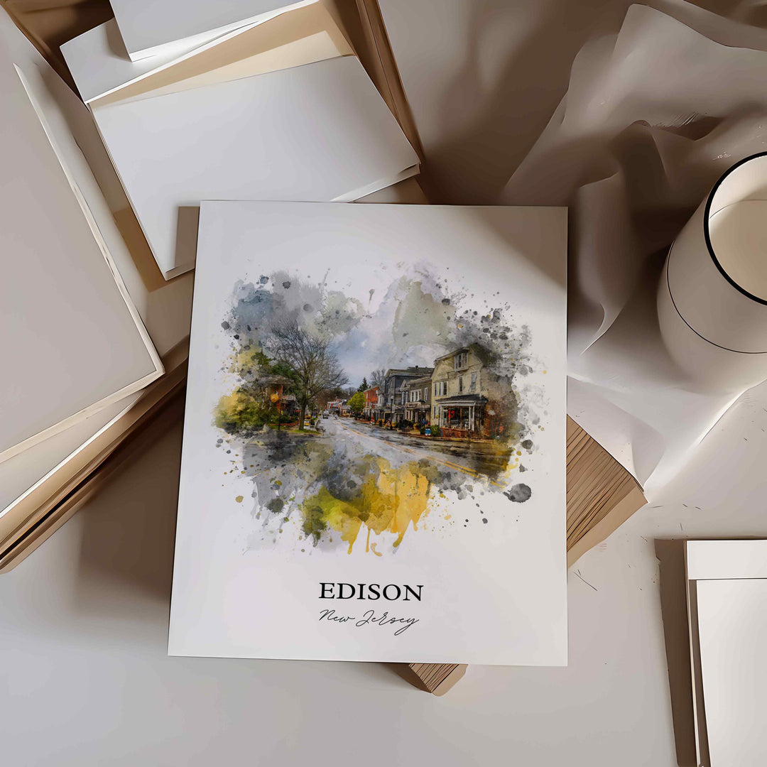 Edison, New Jersey, USA – Watercolor Art Print