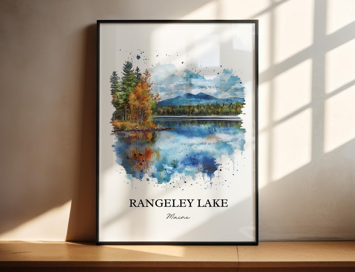 Rangeley Lake Wall Art, Franklin County Print, Maine Watercolor Art, Rangeley Lake Gift, Travel Print, Travel Poster, Housewarming Gift