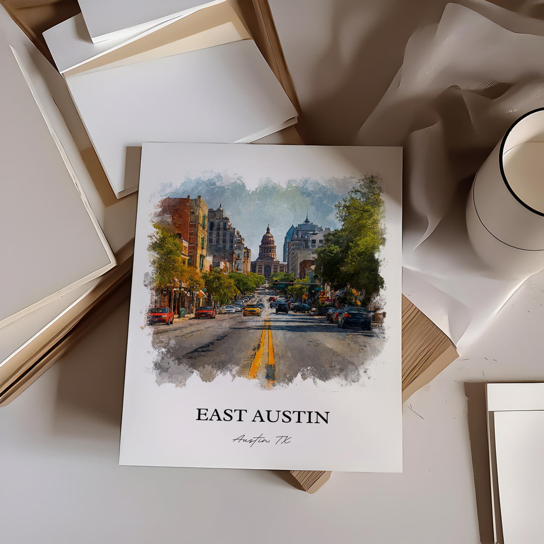 East Austin, Texas – Watercolor Art Print