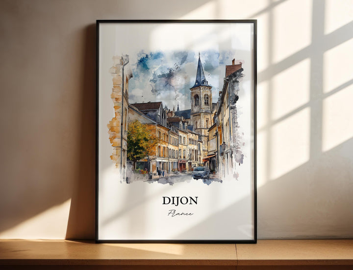 Dijon France Wall Art, Burgundy Region Print, France Watercolor Art, Dijon FR Gift, Travel Print, Travel Poster, Housewarming Gift