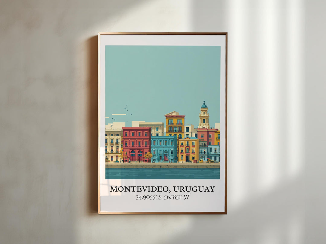 Montevideo Art, Montevideo Retro Travel Art, Montevideo Home Decor, Uruguay Gift, Uruguay Travel Art, Travel Prints, Housewarming Gift