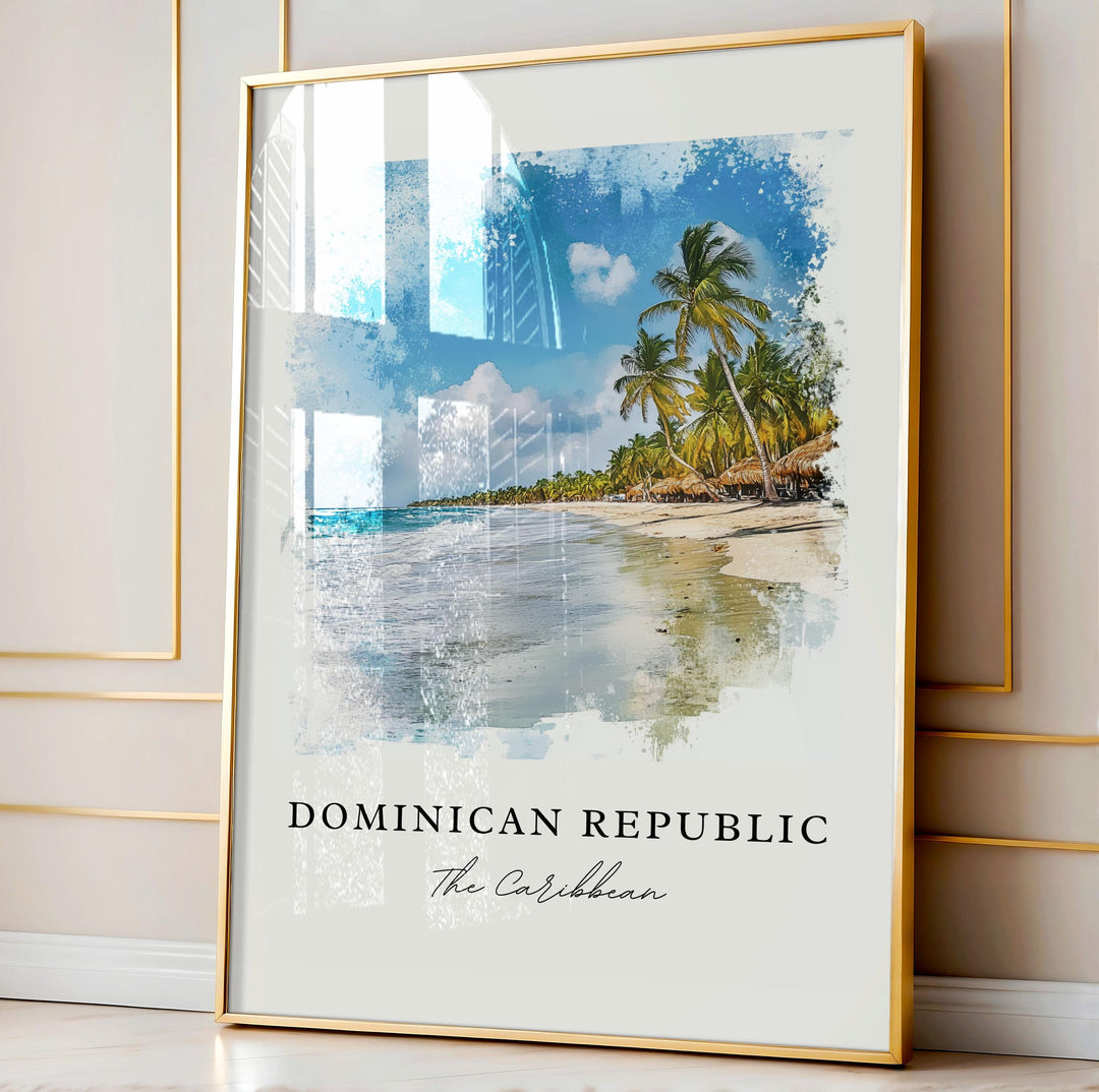 Dominican Republic Wall Art, Republica Dominica Print, DR Watercolor Art, Punta Cana Gift,