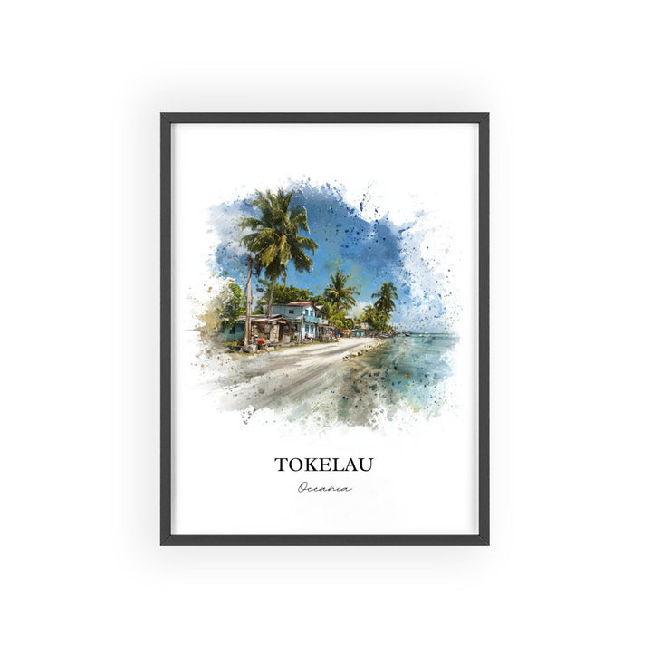 Tokelau Wall Art, Tokelau Print, Tokelau Island Watercolor Art, Atafu Gift, Travel Print, Travel Poster, Housewarming Gift