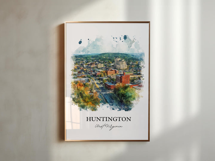 Huntington WV Wall Art, Cabell County Print, West Virginia Watercolor, Huntington WV Gift, Travel Print, Travel Poster, Housewarming Gift