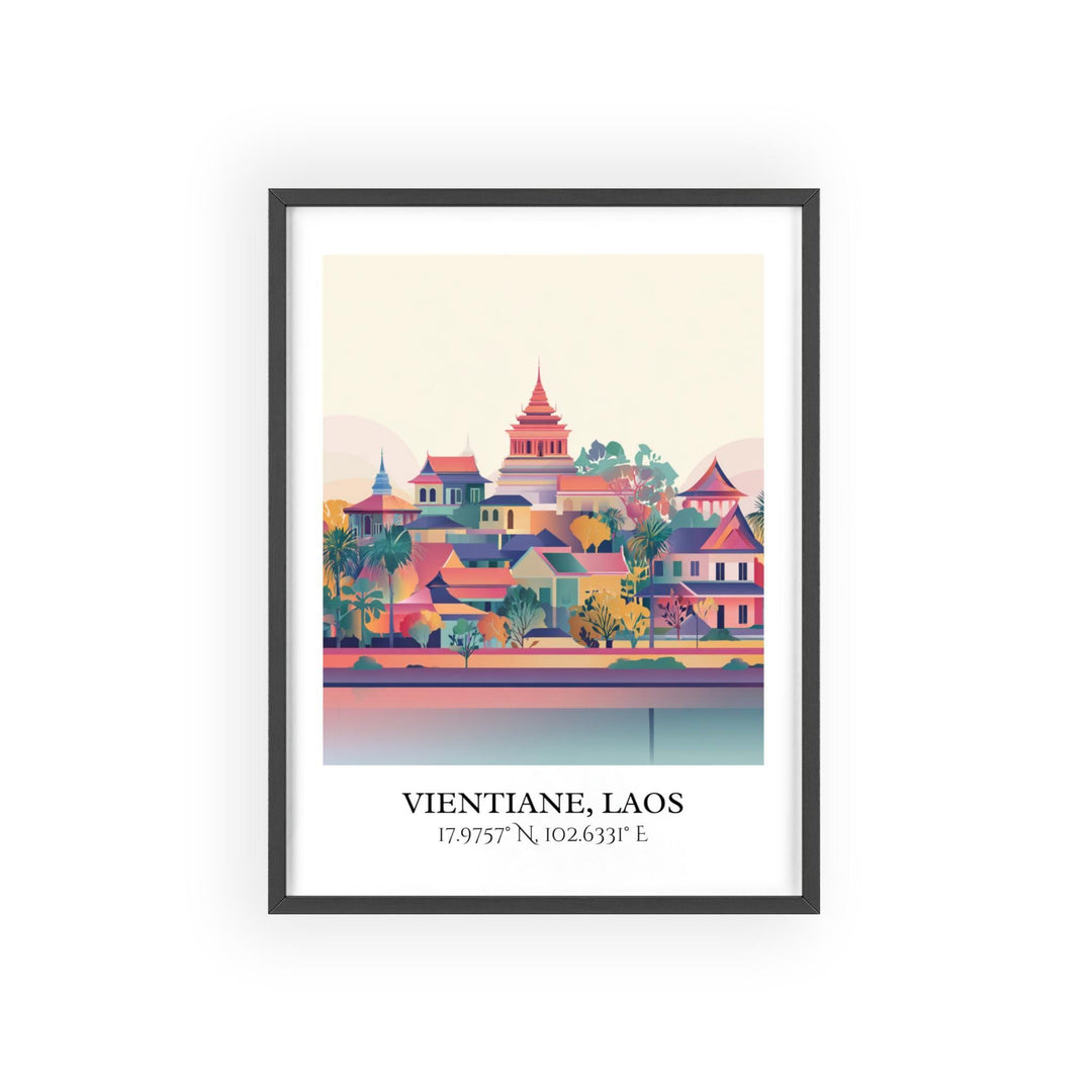 Vientiane Laos Art, Vientiane Retro Travel Art, Vientiane Home Decor, Vientiane Gift, Laos Travel Art, Travel Prints, Housewarming Gift