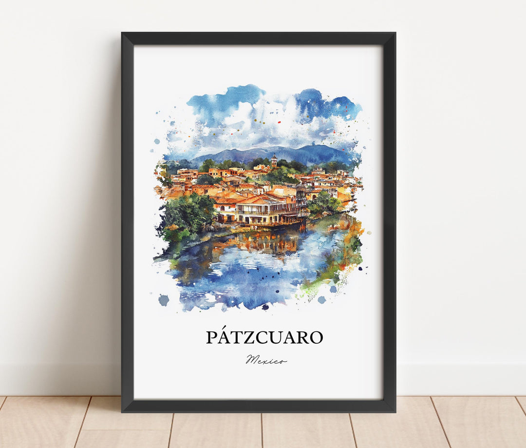 Pátzcuaro Wall Art, Michoacán MX Print, Mexico Watercolor Art, Pátzcuaro Gift, Travel Print, Travel Poster, Housewarming Gift
