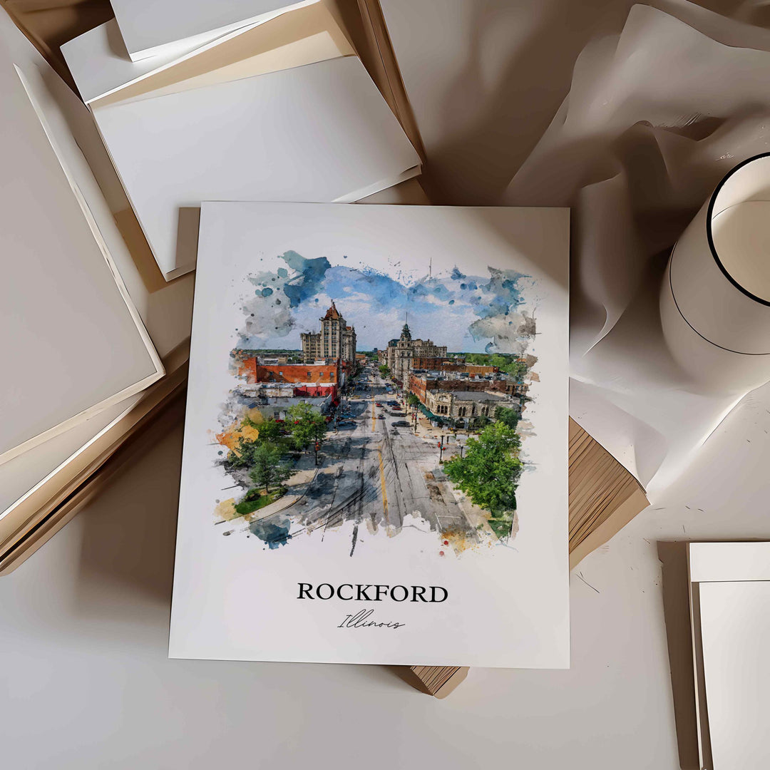 Rockford, Illinois – Watercolor Art Print