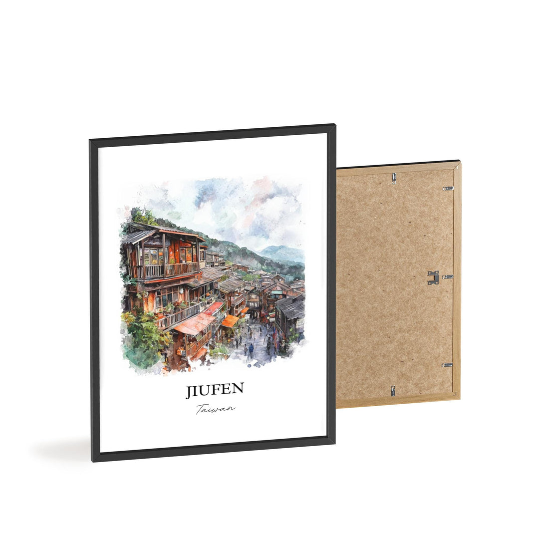 Jiufen Taiwan Wall Art, Jiufen Taiwan Print, Taiwan Watercolor Art, Jiufen Gift, Travel Print, Travel Poster, Housewarming Gift