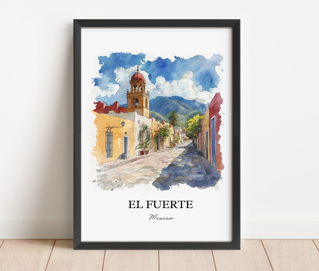 El Fuerte Mexico Wall Art, Sinaloa Print, Mexico Watercolor Art, El Fuerte Mexico Gift, Travel Print, Travel Poster, Housewarming Gift