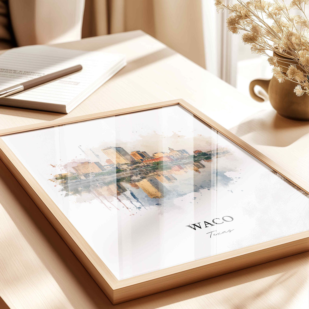 Waco, Texas – Watercolor Art Print