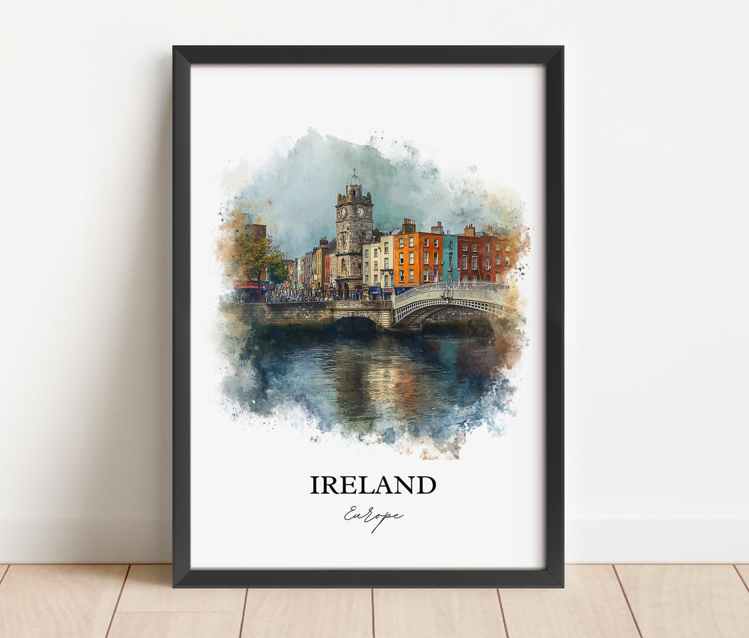 Ireland Wall Art, Ireland Print, Ireland Watercolor Art, Ireland Country Gift, Travel Print, Travel Poster, Housewarming Gift