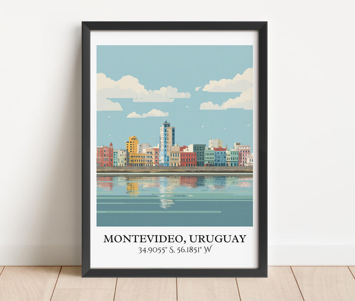 Montevideo Art, Montevideo Retro Travel Art, Montevideo Home Decor, Uruguay Gift, Uruguay Travel Art, Travel Prints, Housewarming Gift