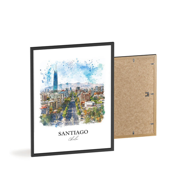 Santiago Wall Art, Santiago Print, Chile Watercolor Art, Santiago Chile Gift, Travel Print, Travel Poster, Housewarming Gift