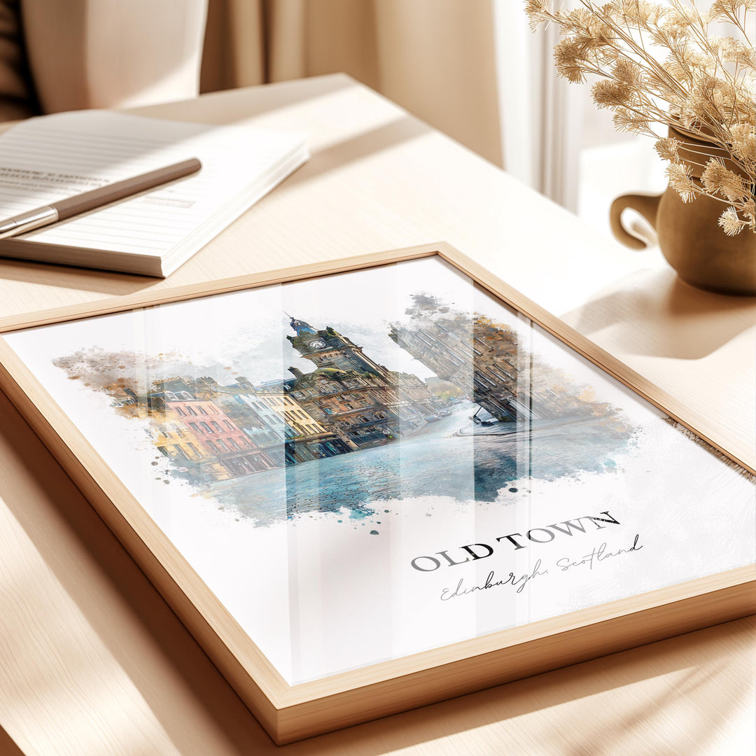 Edinburgh, Scotland – Watercolor Art Print of Old Town