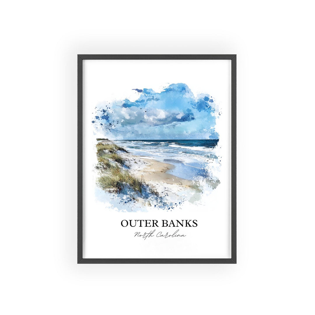 Outer Banks Wall Art, Outer Banks NC Print, OBX Watercolor Art, Outer Banks Gift, Travel Print, Travel Poster, Housewarming Gift