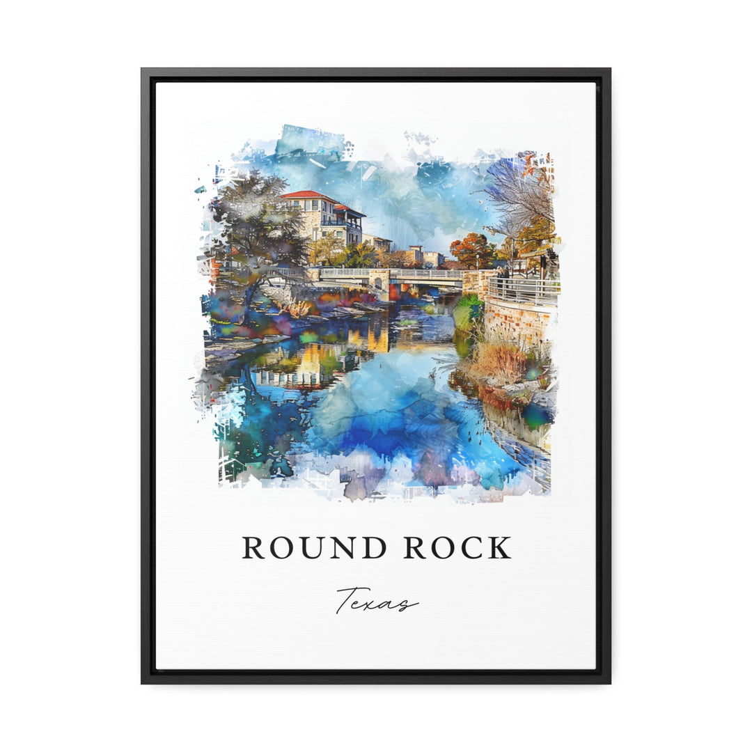 Round Rock TX Wall Art, Round Rock Print, Austin TX Watercolor Art, Round Rock Texas Gift,