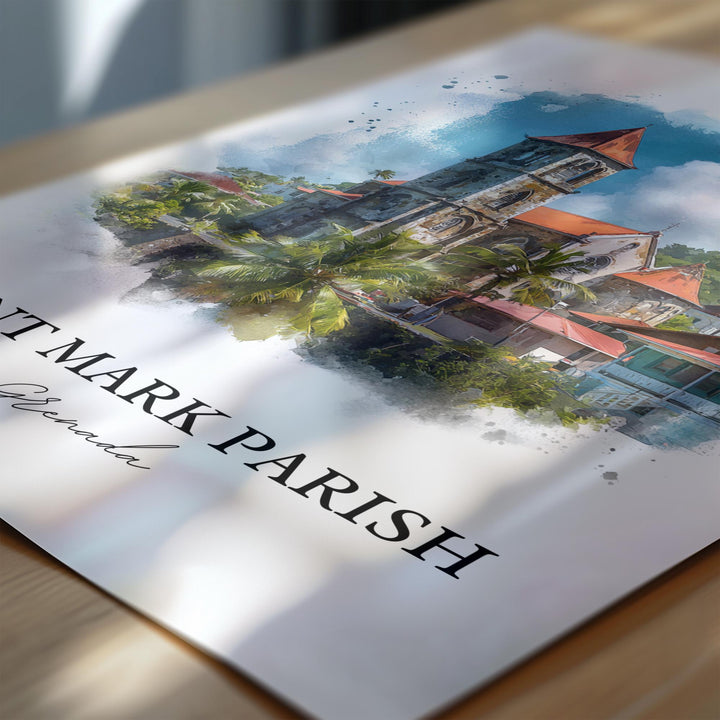 Saint Mark Parish Wall Art, Grenada Print, Grenada Watercolor Art, Grenada Gift, Grenada Travel Print, Travel Poster, Housewarming Gift