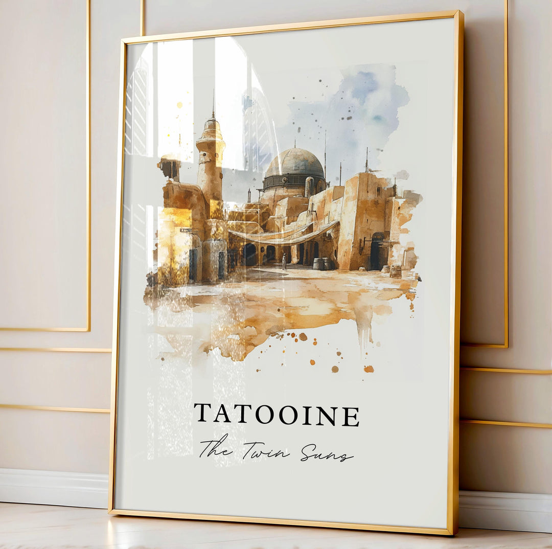 Tatooine Retro Travel Art, Star Wars Original Trilogy Prints featuring Bespin, Hoth, Endor from A New Hope & Empire Strikes Back