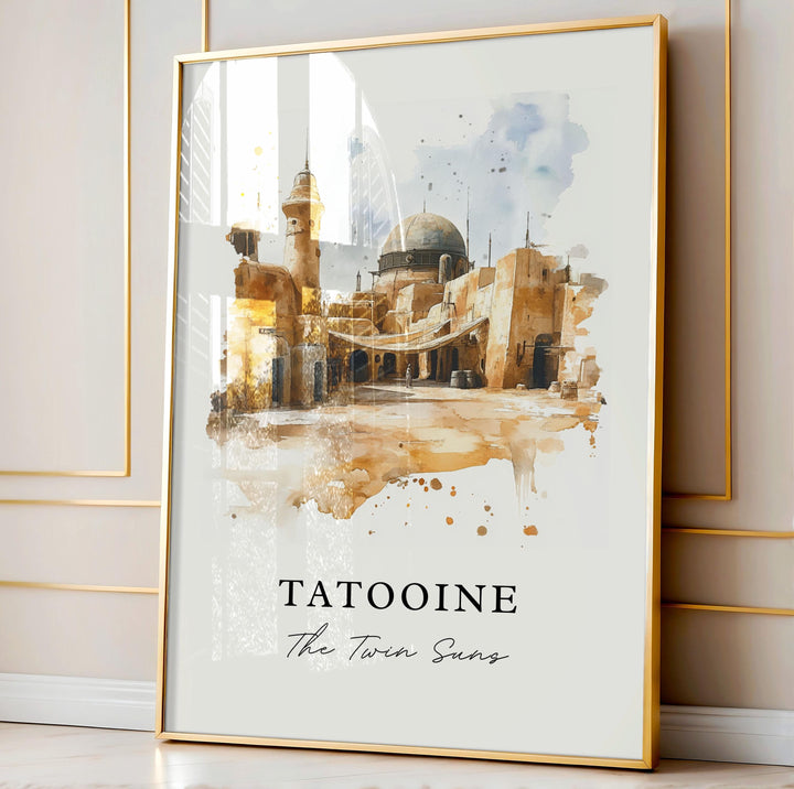 Tatooine Retro Travel Art, Star Wars Original Trilogy Prints featuring Bespin, Hoth, Endor from A New Hope & Empire Strikes Back