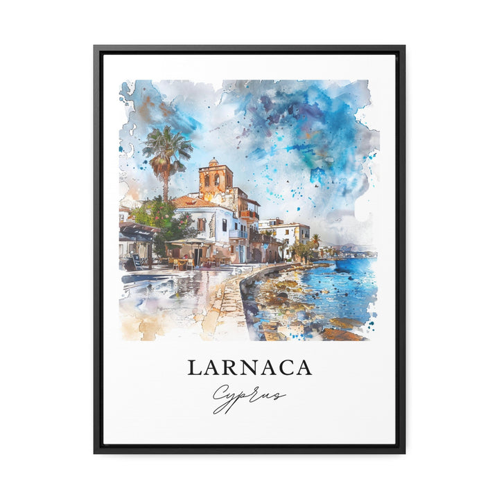 Larnaca Wall Art, Larnaca Print, Larnaca Cyprus Watercolor, Finikoudes Beach Cyprus Gift,