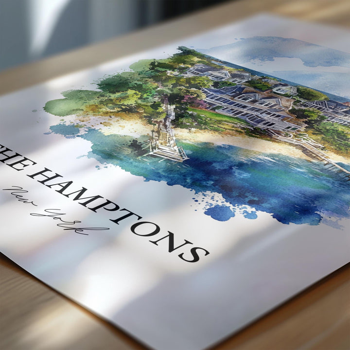 The Hamptons Wall Art, Montauk Print, Hamptons Watercolor Art, The Hamptons NY Gift, Travel Print, Travel Poster, Housewarming Gift
