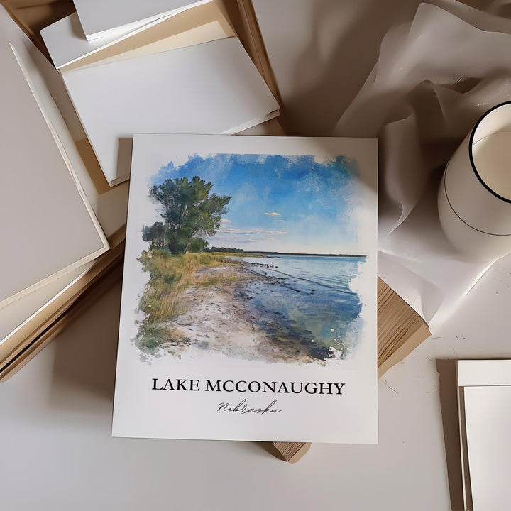 Lake McConaughy Wall Art, Keith County Print, Nebraska Watercolor Art, McConaughy Lake Gift, Travel Print, Travel Poster, Housewarming Gift