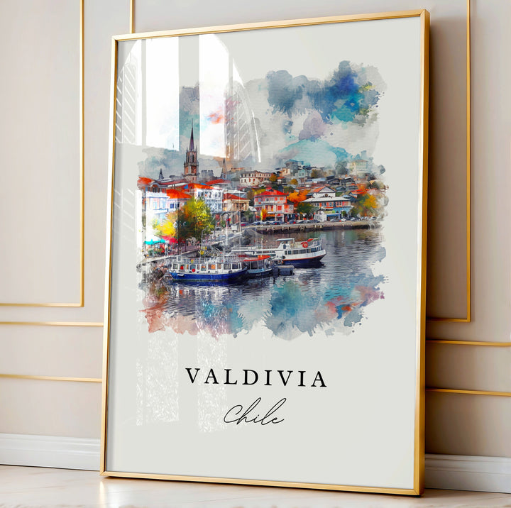 Valdivia Chile wall art - Chile, Valdivia print, Valdivia Wedding gift, Southern Chile Birthday present, Custom Text, Perfect Gift