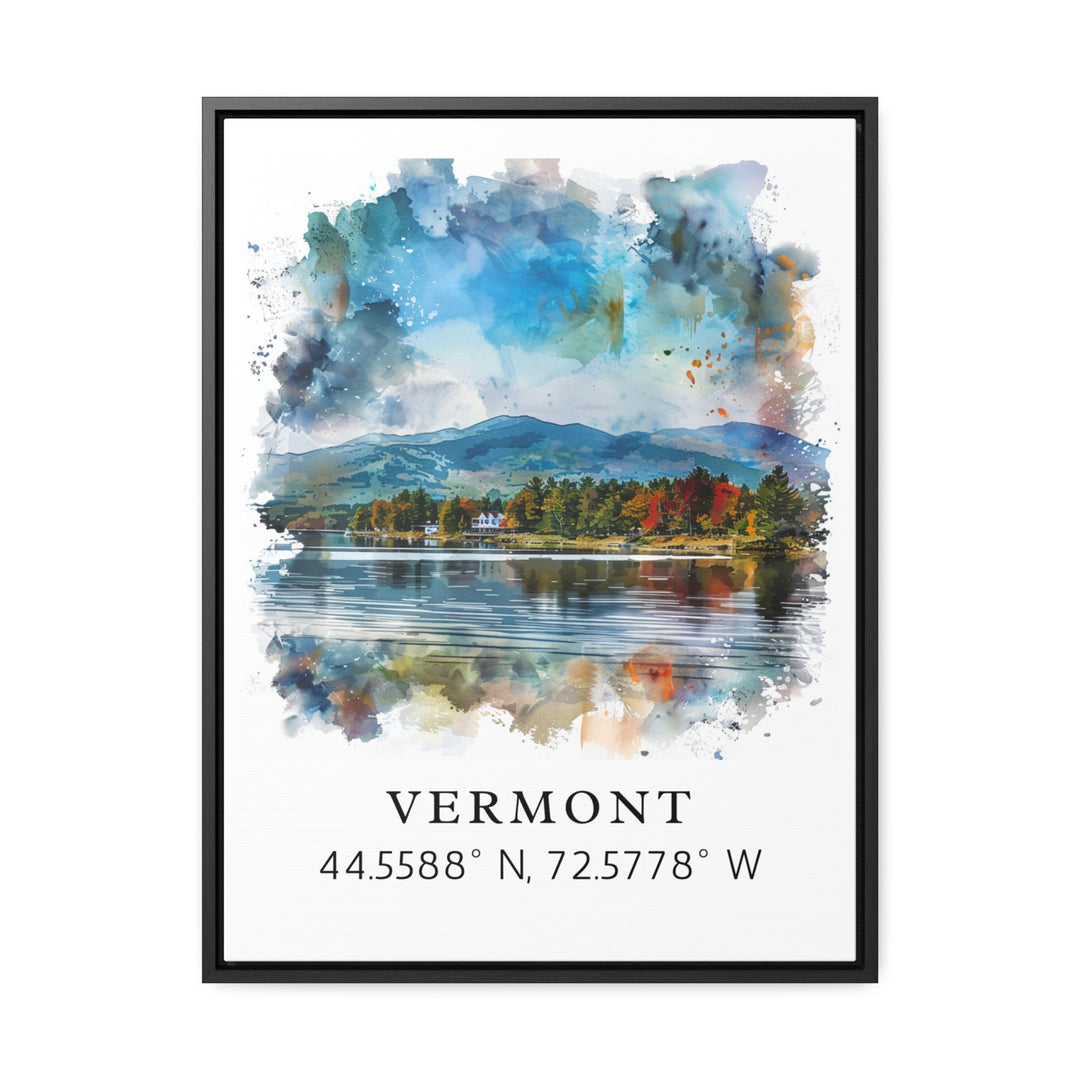 Vermont wall art - Vermont print with coordinates, Framed and Unframed Options - Wedding gift, Birthday present, Personalization Available