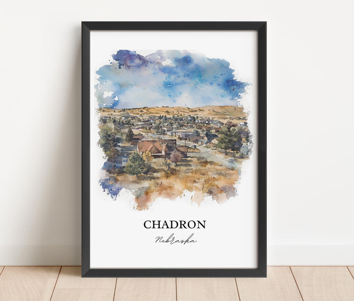 Chadron Nebraska Wall Art, Dawes County NE Print, Nebraska Watercolor Art, Chadron Gift, Travel Print, Travel Poster, Housewarming Gift