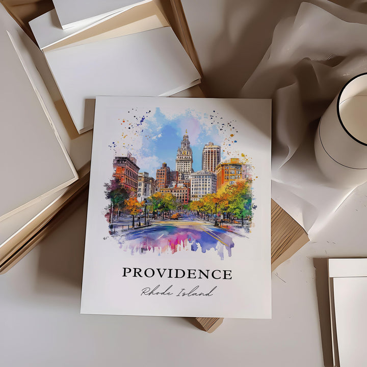 Providence RI Wall Art, Providence Print, Rhode Island Watercolor Art, Providence Gift, Travel Print, Travel Poster, Housewarming Gift