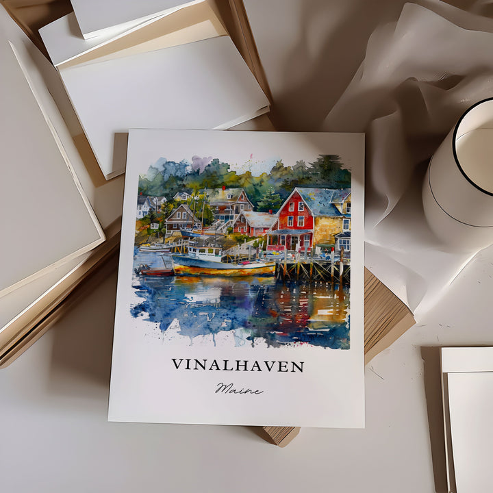 Vinalhaven ME Art, Fox Islands Maine Print, Knox County ME Watercolor Art, Vinalhaven Gift,