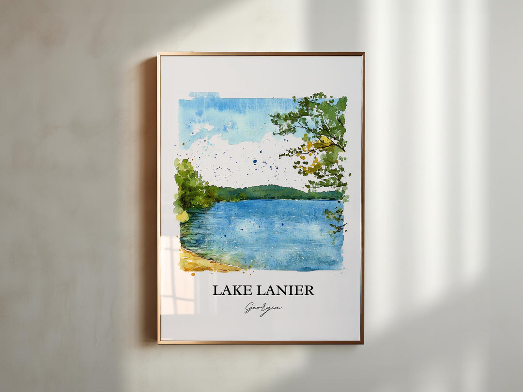 Lake Lanier Wall Art, Chattahoochee River Print, Georgia Watercolor Art, Lake Lanier Gift, Travel Print, Travel Poster, Housewarming Gift