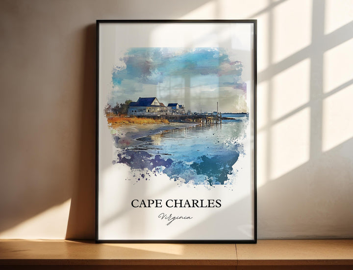 Cape Charles VA Wall Art, Northampton County Print, Virginia Watercolor, Cape Charles Gift, Travel Print, Travel Poster, Housewarming Gift