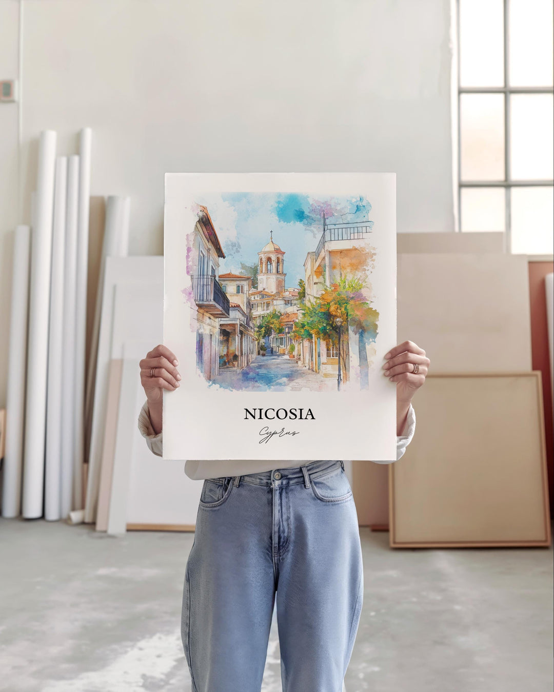 Nicosia Wall Art, Nicosia Cyprus Print, Cyprus Watercolor Art, Nicosia Cyprus Gift, Travel Print, Travel Poster, Housewarming Gift