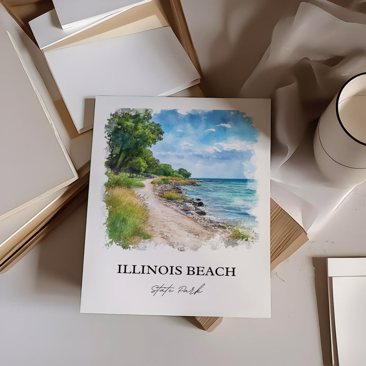 Illinois Beach State Park Wall Art, Zion IL Print, Illinois Watercolor, Illinois Beach Gift, Travel Print, Travel Poster, Housewarming Gift
