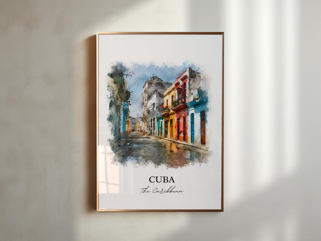Cuba Wall Art, Cuba Print, Cuba Watercolor Art, Cuba Country Gift, Travel Print, Travel Poster, Housewarming Gift