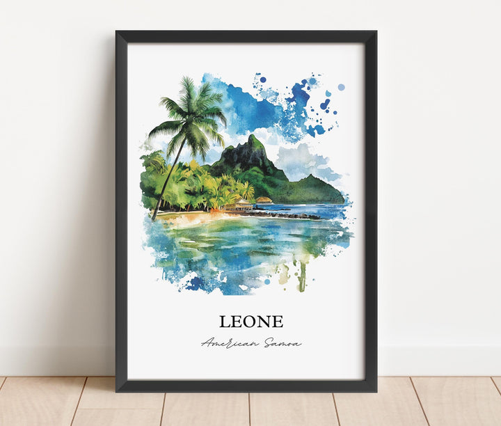 Leone American Samoa Art, Tutuila Island Print, Leone Watercolor Art, American Samoa Gift, Travel Print, Travel Poster, Housewarming Gift