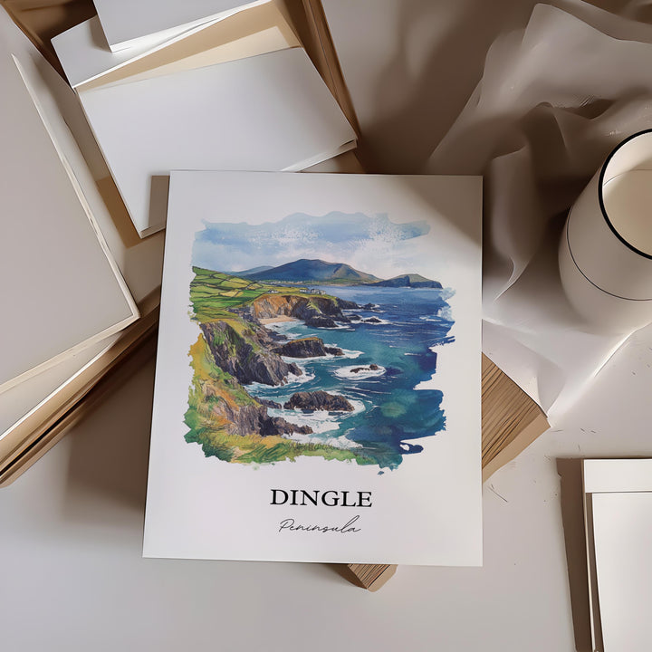 Dingle Peninsula Wall Art, Dunmore Head Print, Ireland Watercolor Art, Dingle Peninsula Gift, Travel Print, Travel Poster, Housewarming Gift