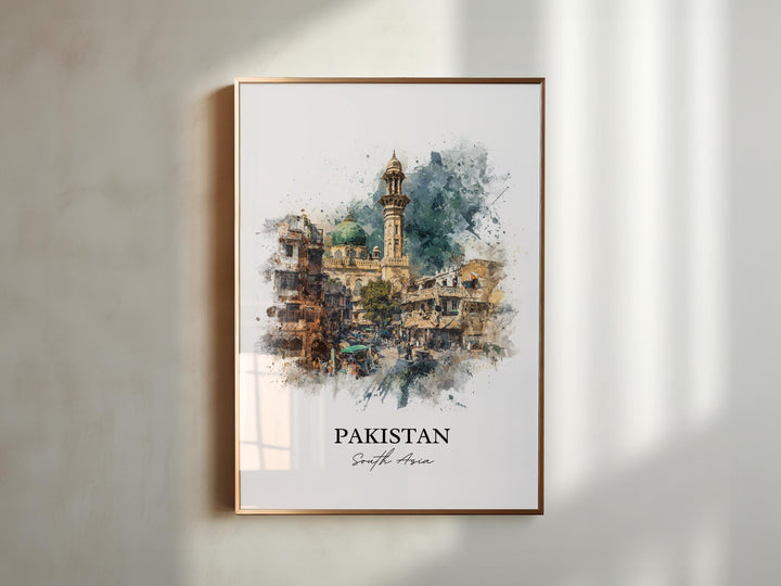 Pakistan Wall Art, Pakistan Print, Pakistan Watercolor Art, Pakistan Gift, Travel Print, Travel Poster, Housewarming Gift