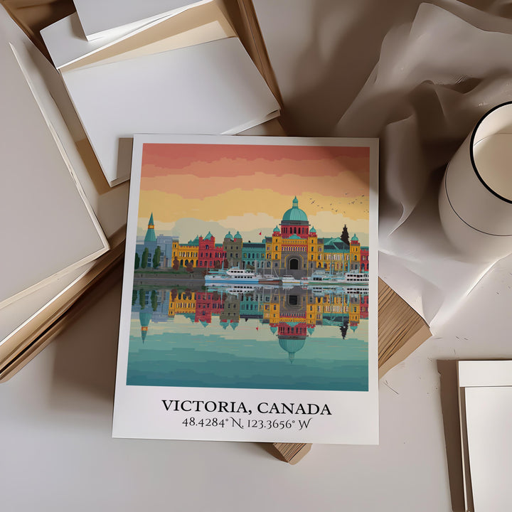 Victoria Canada Art, Canada Retro Travel Art, Canada Home Decor, Canada Gift, Victoria Canada Travel Art, Travel Prints, Housewarming Gift