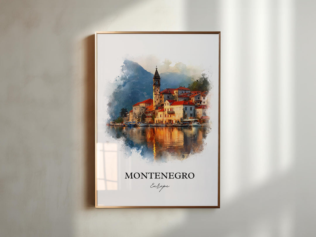Montenegro Wall Art, Montenegro Print, Montenegro Watercolor Art, Montenegro Europe Gift, Travel Print, Travel Poster, Housewarming Gift