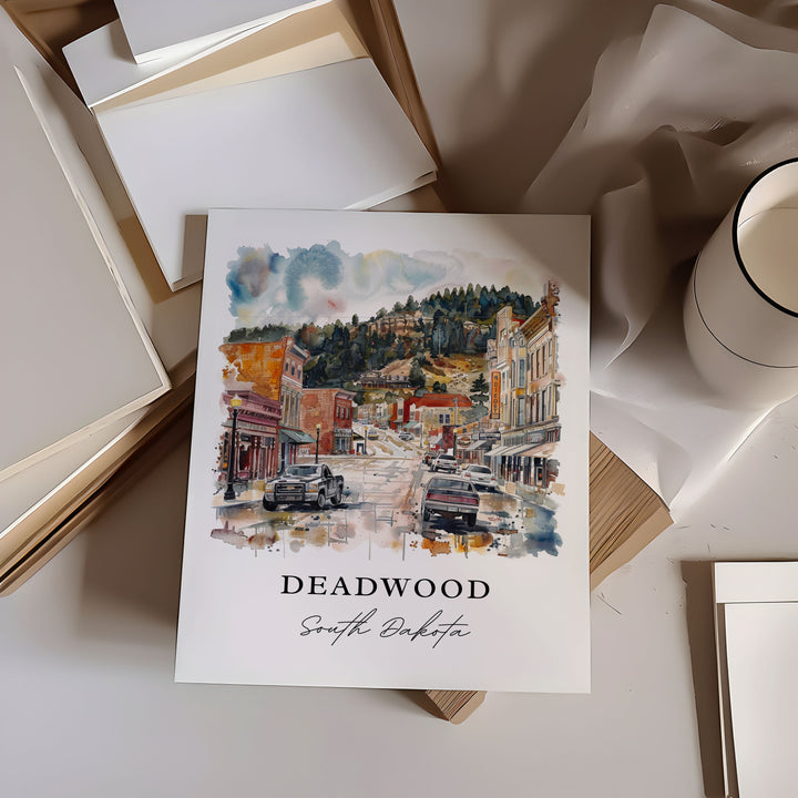 Deadwood South Dakota Wall Art, Deadwood SD Print, Deadwood Watercolor, Deadwood SD Gift, Travel Poster, Housewarming Gift