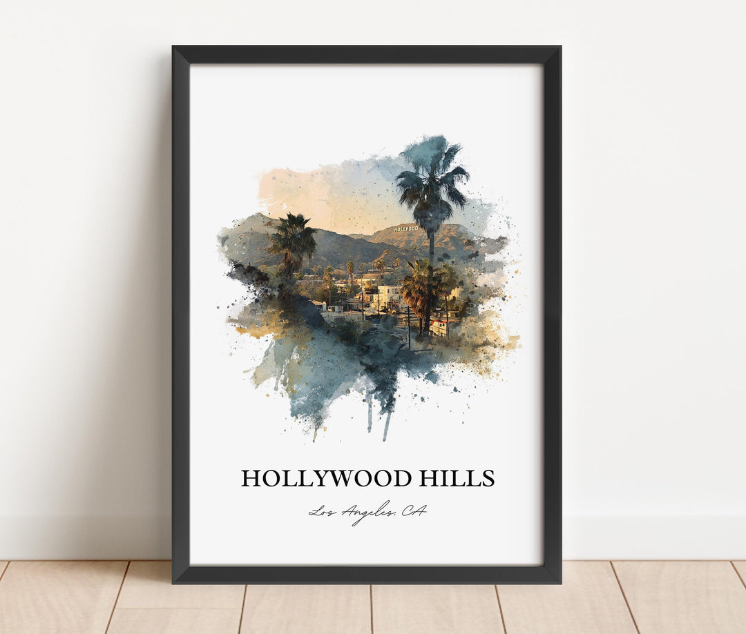 Hollywood Hills, California – Watercolor Art Print