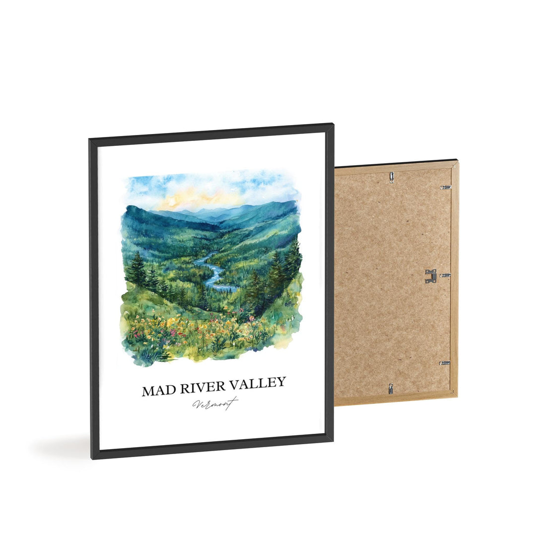 Mad River Valley Wall Art, Winooski River Print, Vermont Watercolor, Mad River Valley Gift, Travel Print, Travel Poster, Housewarming Gift