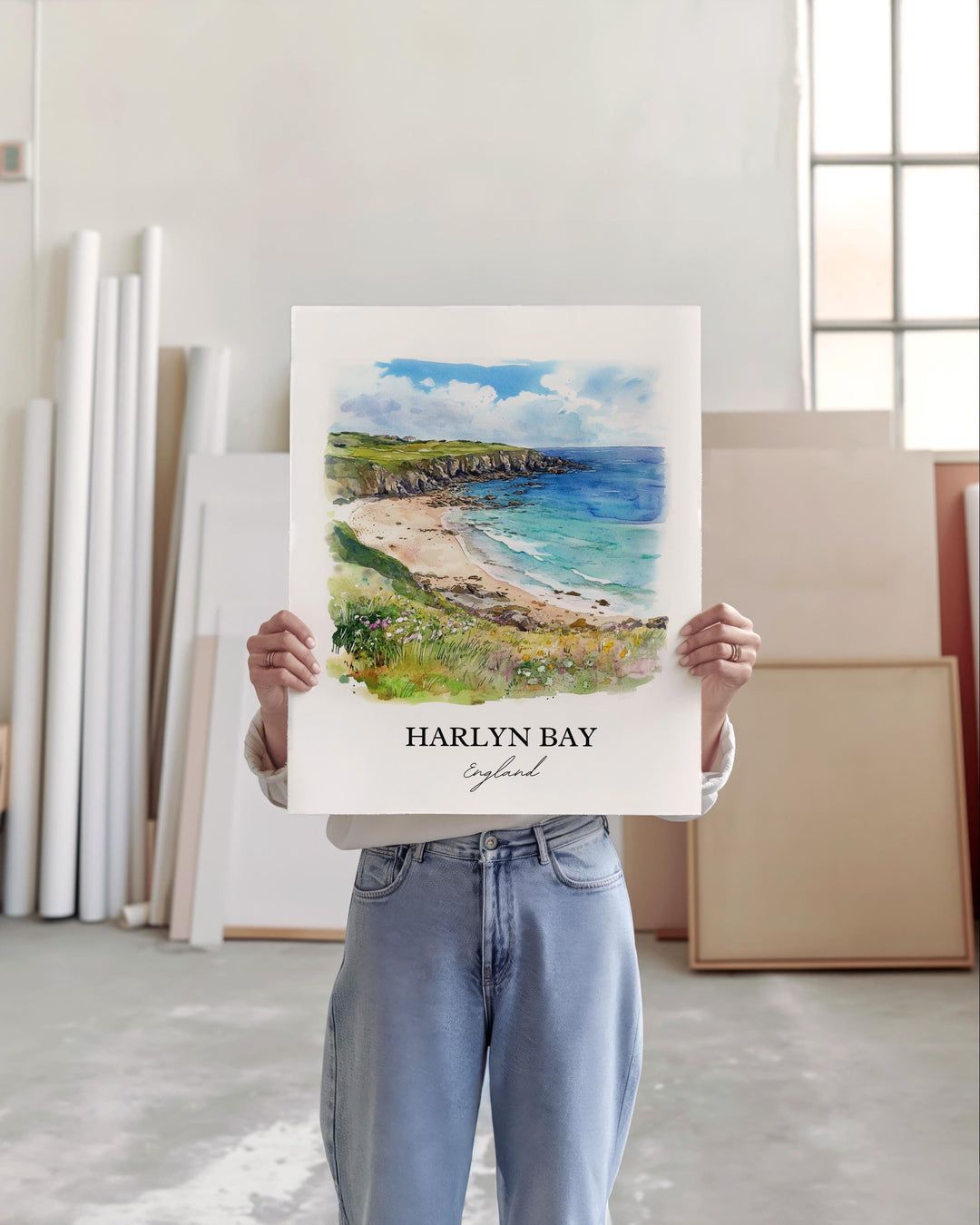 Harlyn Bay, United Kingdom – Watercolor Art Print