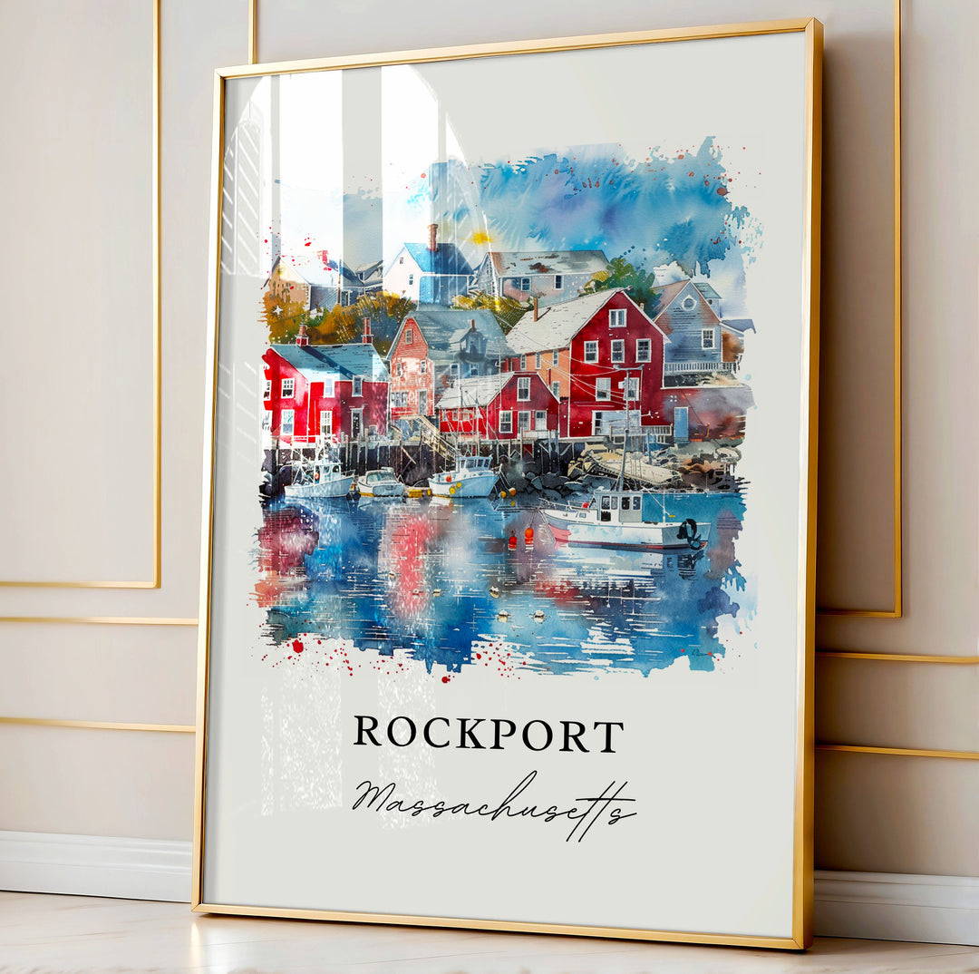 Rockport MA Wall Art, Rockport Mass Print, Gloucester MA Watercolor, Rockport MA Gift,